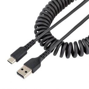 1m USB A to USB C Charging Coiled Cable