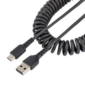 0.5m USB A to C Coiled Charging Cable